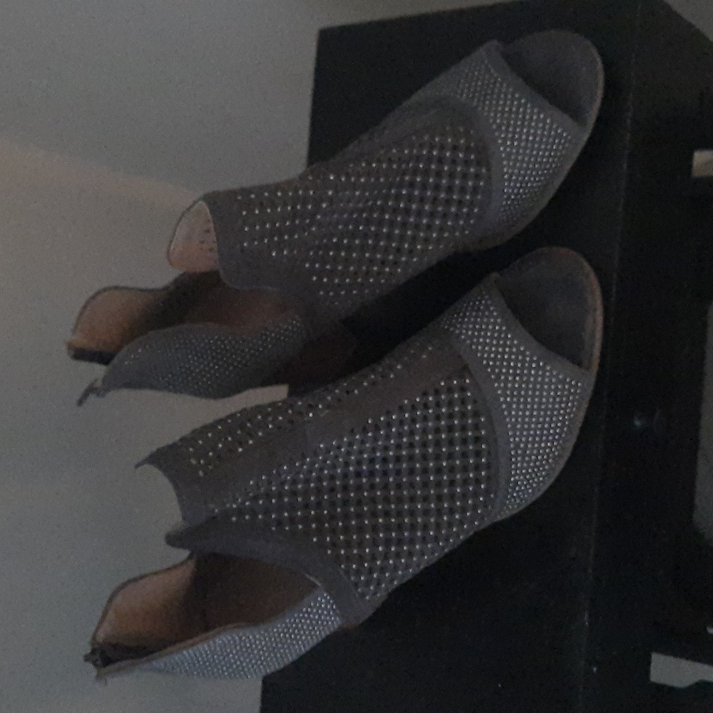 Grey Heels with Silver Beading